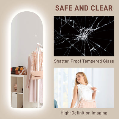 HOMCOM 120 x 40cm Arch Mirror, with LED Lights 