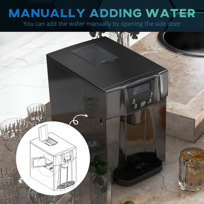 HOMCOM Ice Maker Machine and Water Dispenser, Counter Top Ice Cube Maker for Home with 3L Tank, Adjustable Cube Size, 9 Ice Cubes per 6-10 Minutes, No Plumbing Required, Black 