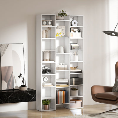 HOMCOM 21-Compartment Bookshelf - White 