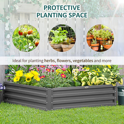 Outsunny 432L Square Raised Garden Bed Box Steel Frame for Vegetables, Flowers and Herbs, 120 x 120 x 30cm, Light Grey 
