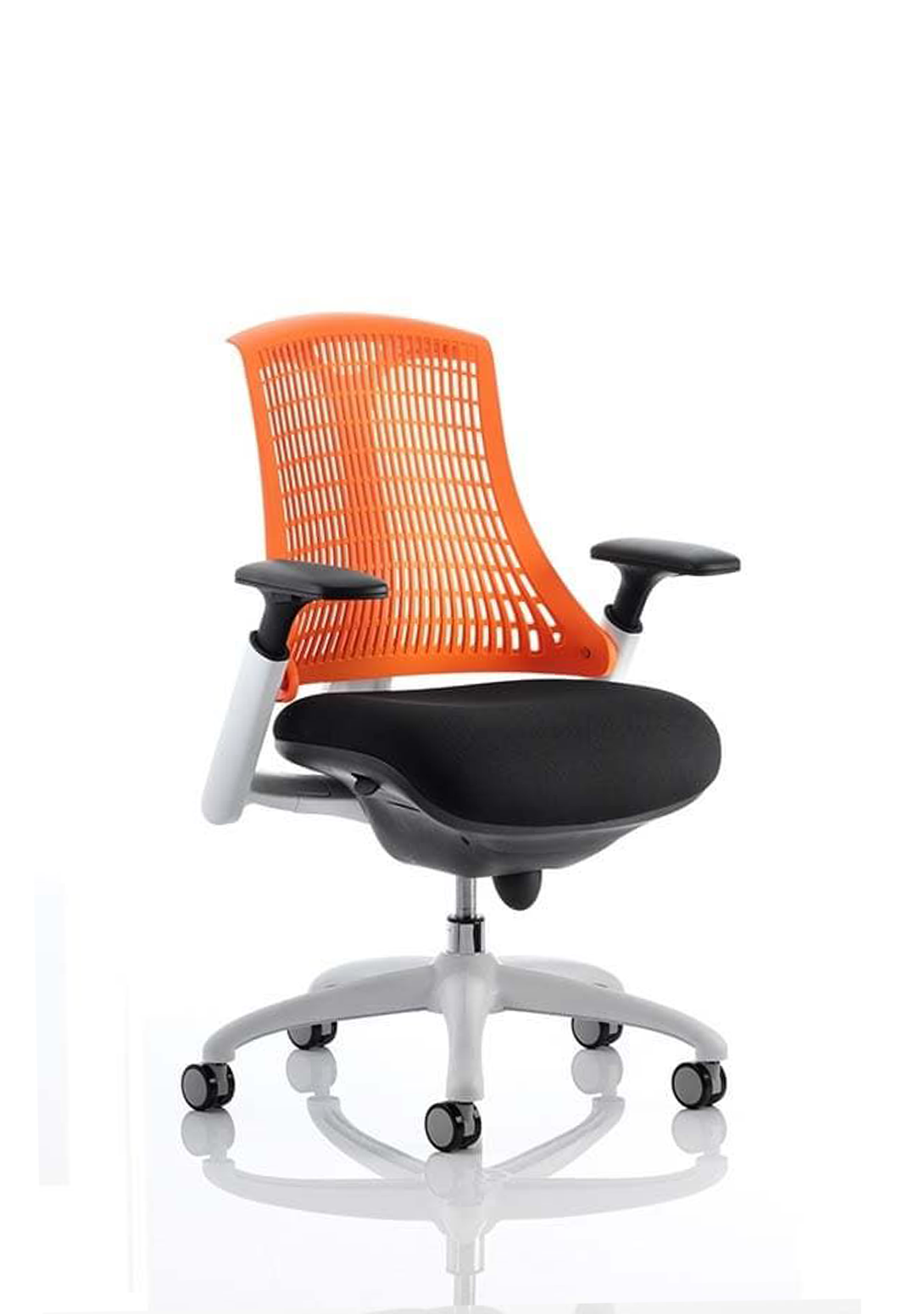 Flex Medium Back White Frame Task Operator Office Chair with Arms