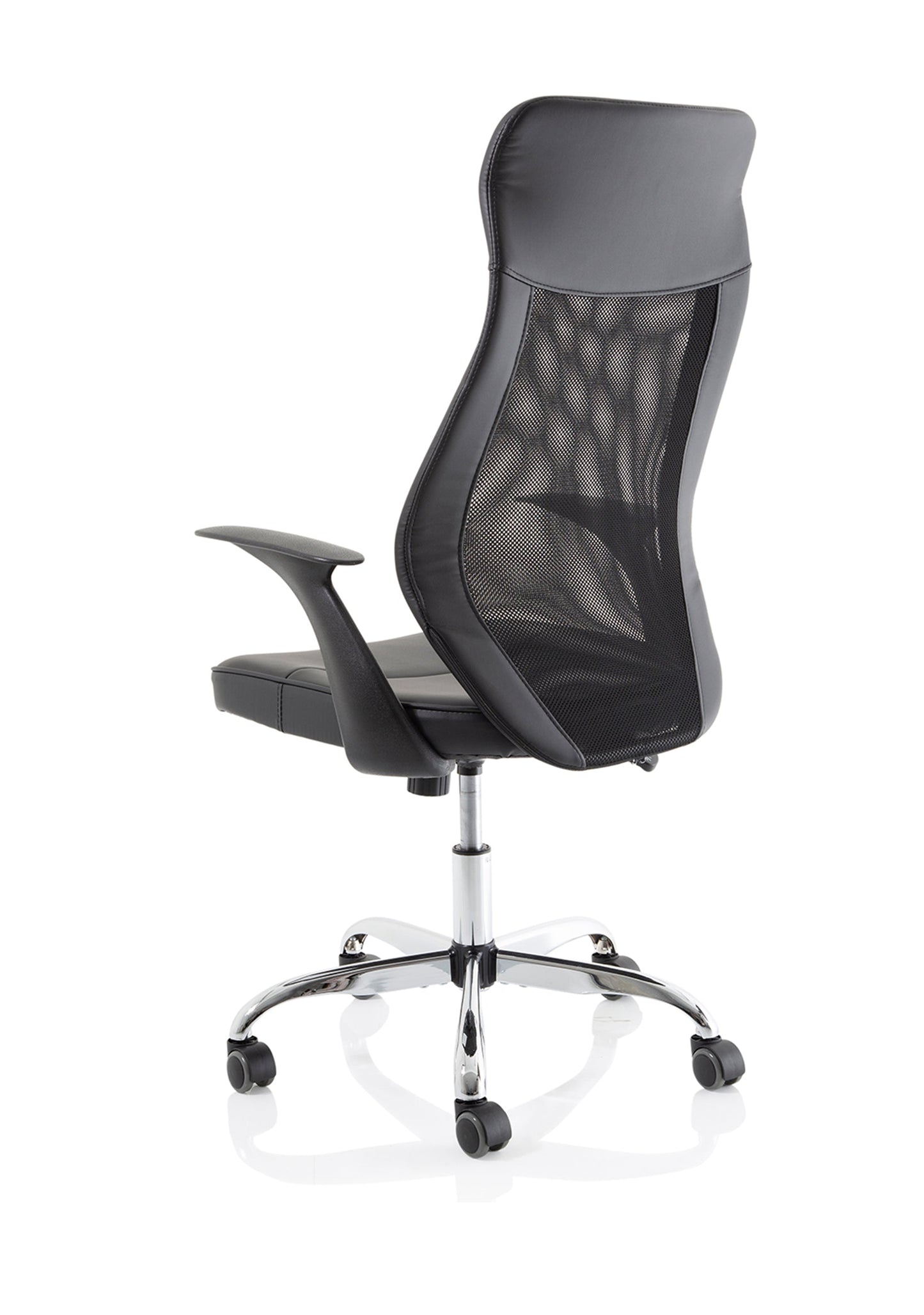 Baye High Mesh Back Task Operator Black Leather Office Chair with Arms