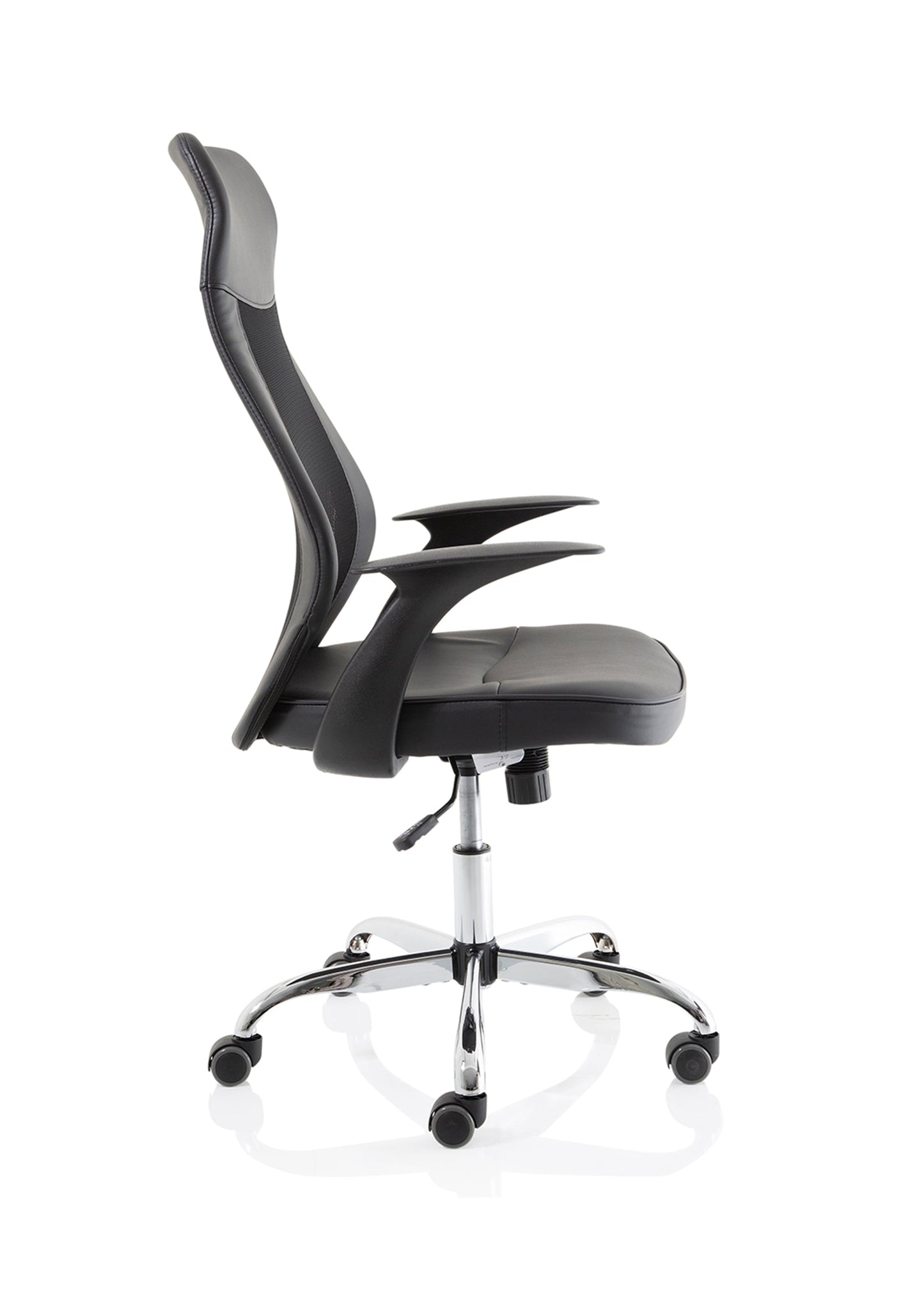 Baye High Mesh Back Task Operator Black Leather Office Chair with Arms