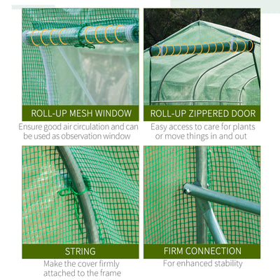 Outsunny Polytunnel Greenhouse with Windows and Door, Walk in Greenhouse for Garden, Backyard (4 x 2 M) 