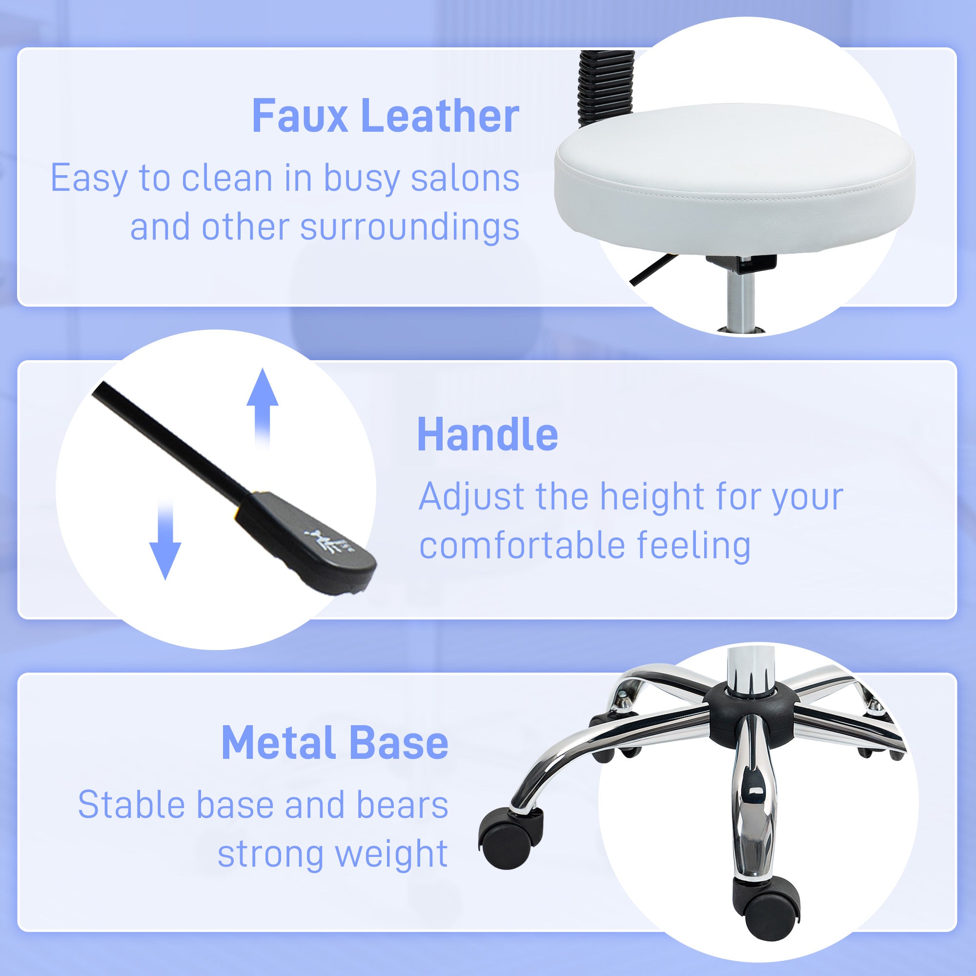 HOMCOM 360\'c2\'b0 Swivel Seat Salon Stool - White