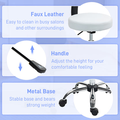 HOMCOM 360\'c2\'b0 Swivel Seat Salon Stool - White