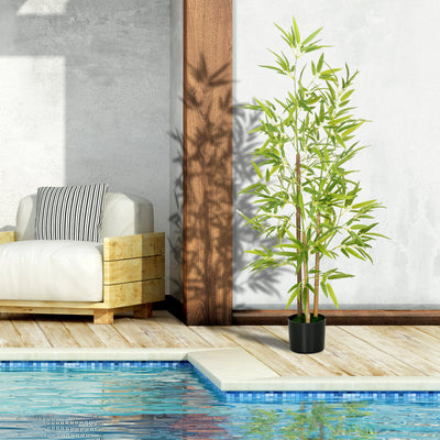HOMCOM Artificial Plant Bamboo Artificial Tree Height 120 cm with Pot for Home Indoor Decor 