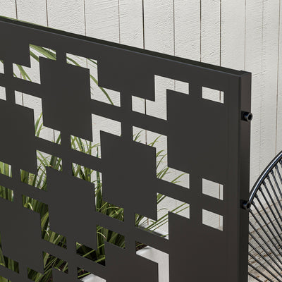 Outsunny Metal Decorative Privacy Screen Outdoor Divider, Black Grid 