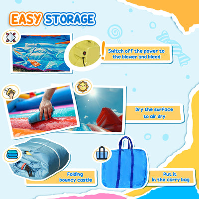 Outsunny 4 in 1 Kids Bouncy Castle Large Sailboat Style Inflatable House Slide Trampoline Water Pool Climbing Wall with Blower Carrybag for Kids Age 3-8, 2.65 x 2.6 x 2m 