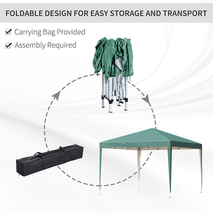 Outsunny 3 x 3M Garden Pop Up Gazebo Height Adjustable Marquee Party Tent Wedding Canopy with Carrying Bag, Green 