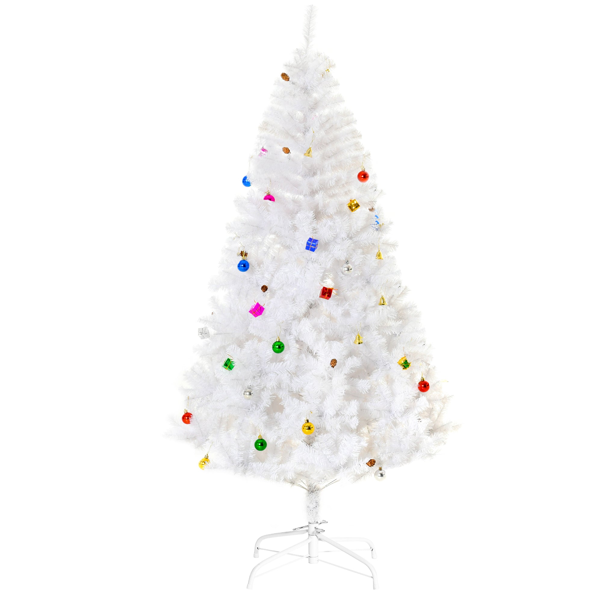 HOMCOM 6ft Snow Artificial Christmas Tree w/ Metal Stand Decorations Home Seasonal Elegant Faux White 