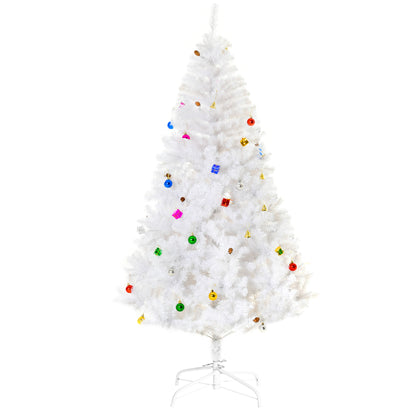 HOMCOM 6ft Snow Artificial Christmas Tree w/ Metal Stand Decorations Home Seasonal Elegant Faux White 
