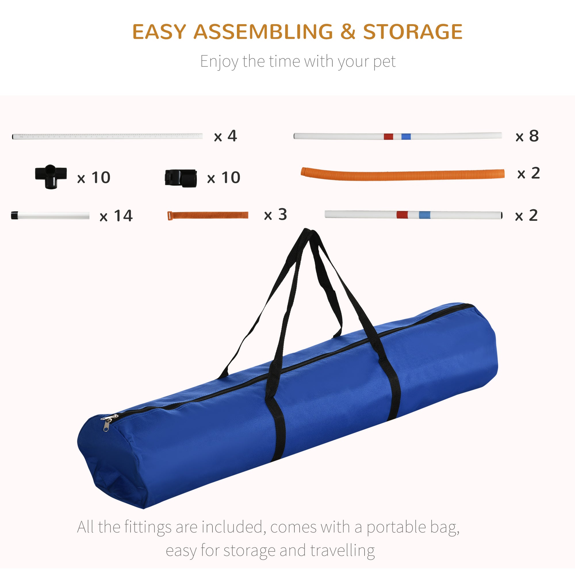 PawHut 3 Piece Pet Agility Training Equipment Dog Play Run Jump Obedience Training Set Adjustable (Pole + Hoop + Hurdle) 