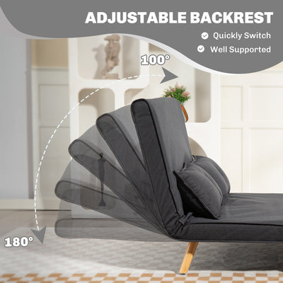 HOMCOM Two-Seater Linen-Look Sofa Bed - Charcoal Grey 