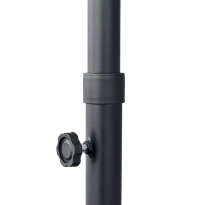 Outsunny 2m Half Parasol Market Umbrella Garden Balcony Parasol with Crank Handle, Base, Double-Sided Canopy, Dark Grey 