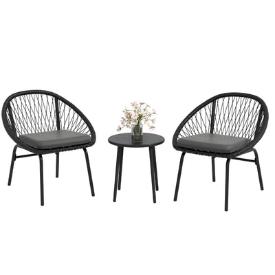 Outsunny Three-Piece Rattan Bistro Set - Black 