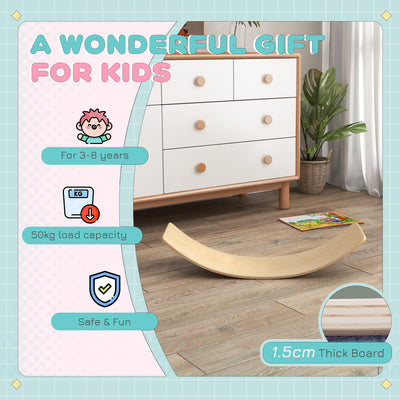 AIYAPLAY Wooden Balance Board for Children 3-8 Years Old, Natural Tone 