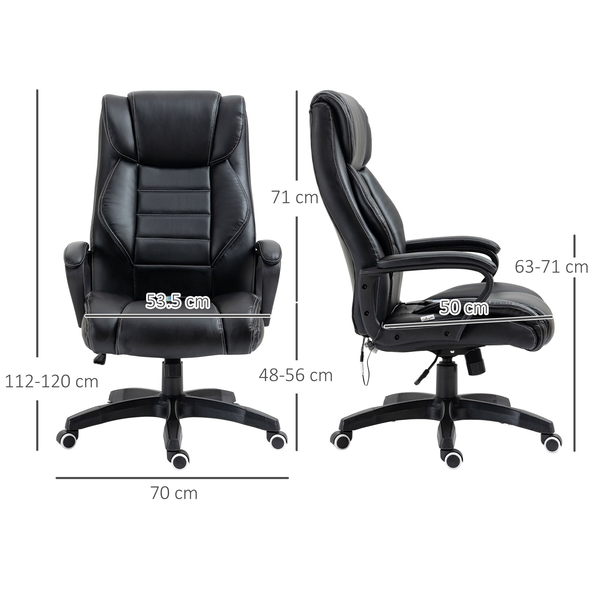 Vinsetto High Back Executive Office Chair 6- Point Vibration Massage Extra Padded Swivel Ergonomic Tilt Desk Seat, Black 