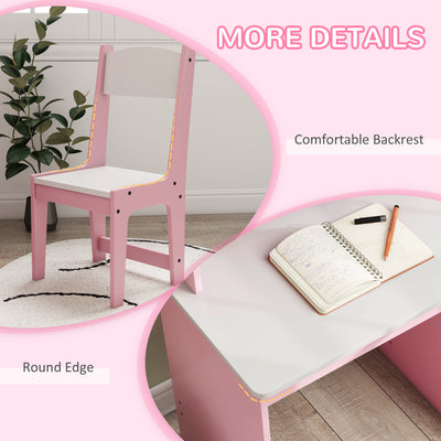ZONEKIZ Two-Piece Kids Desk and Chair Set with Storage, for Ages 5-8 Years - Pink 