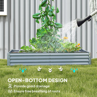 Outsunny 180 x 90cm Galvanised Steel Open Planter - Silver 