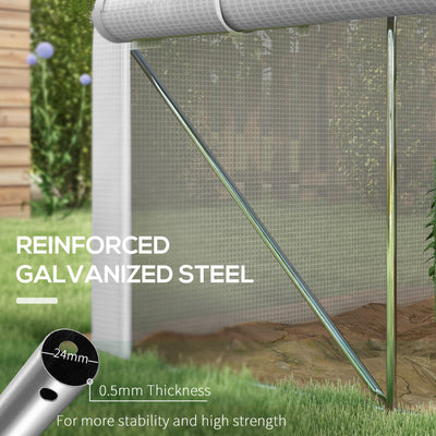 Outsunny 3 x 2(m) Walk-in Polytunnel Greenhouse, Zipped Roll Up Sidewalls, Mesh Door, 6 Mesh Windows, Tunnel Warm House Tent with PE Cover, Complimentary Plant Labels and Gloves, White 
