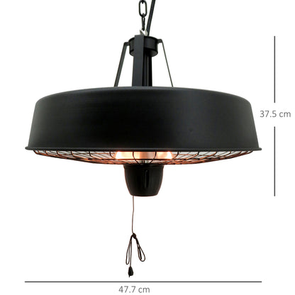 Outsunny Adjustable Power 1000/2500W Infrared Halogen Electric Patio Light Heater, Ceiling Hanging Mount -Black 