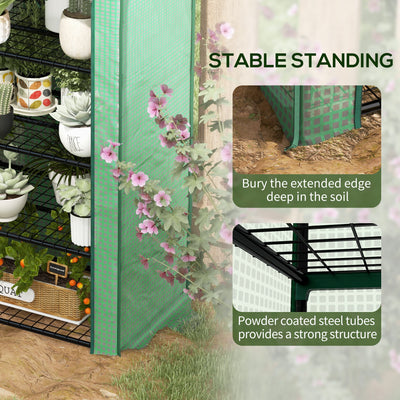 Outsunny Four-Tier Mini Greenhouse, with Reinforced Plastic Cover 