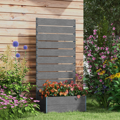 Outsunny 34 x 69.5cm Garden Planter Box, with Back Trellis, Grey 