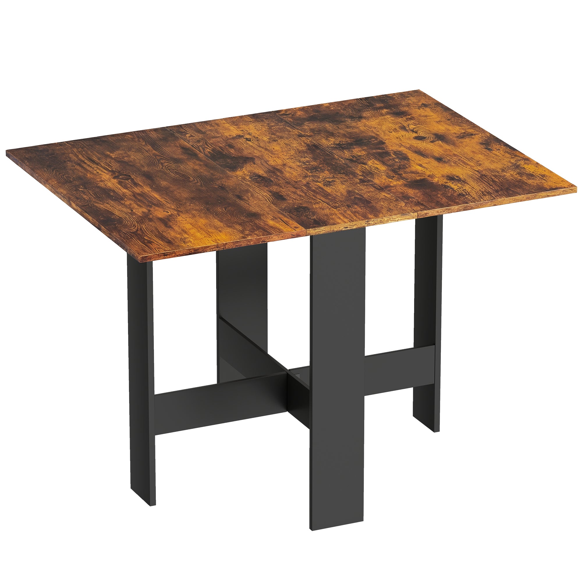 HOMCOM Folding Dining Table, Space-Saving Drop Leaf Kitchen Table for 4-6 People Rustic Brown 