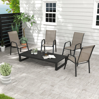 Outsunny Set of Four Stackable Mesh Seat Chairs - Grey 