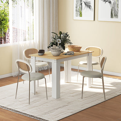 HOMCOM Dining Table for 4-6 People, Kitchen Table with Wood Effect for Dining Room, Oak and White 