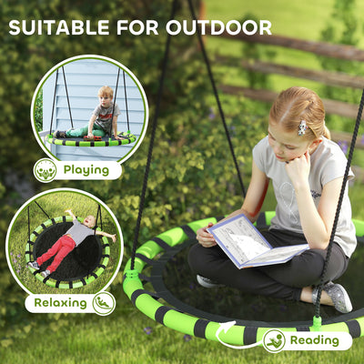 AIYAPLAY 100 cm Diameter Kid Nest Swing Seat with Height Adjustable Ropes for Outdoor Indoor, Black 