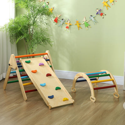 AIYAPLAY 5-in-1 Toddler Climbing Frame with Ramp, Arch, for 18-48 Months, Multicoloured 