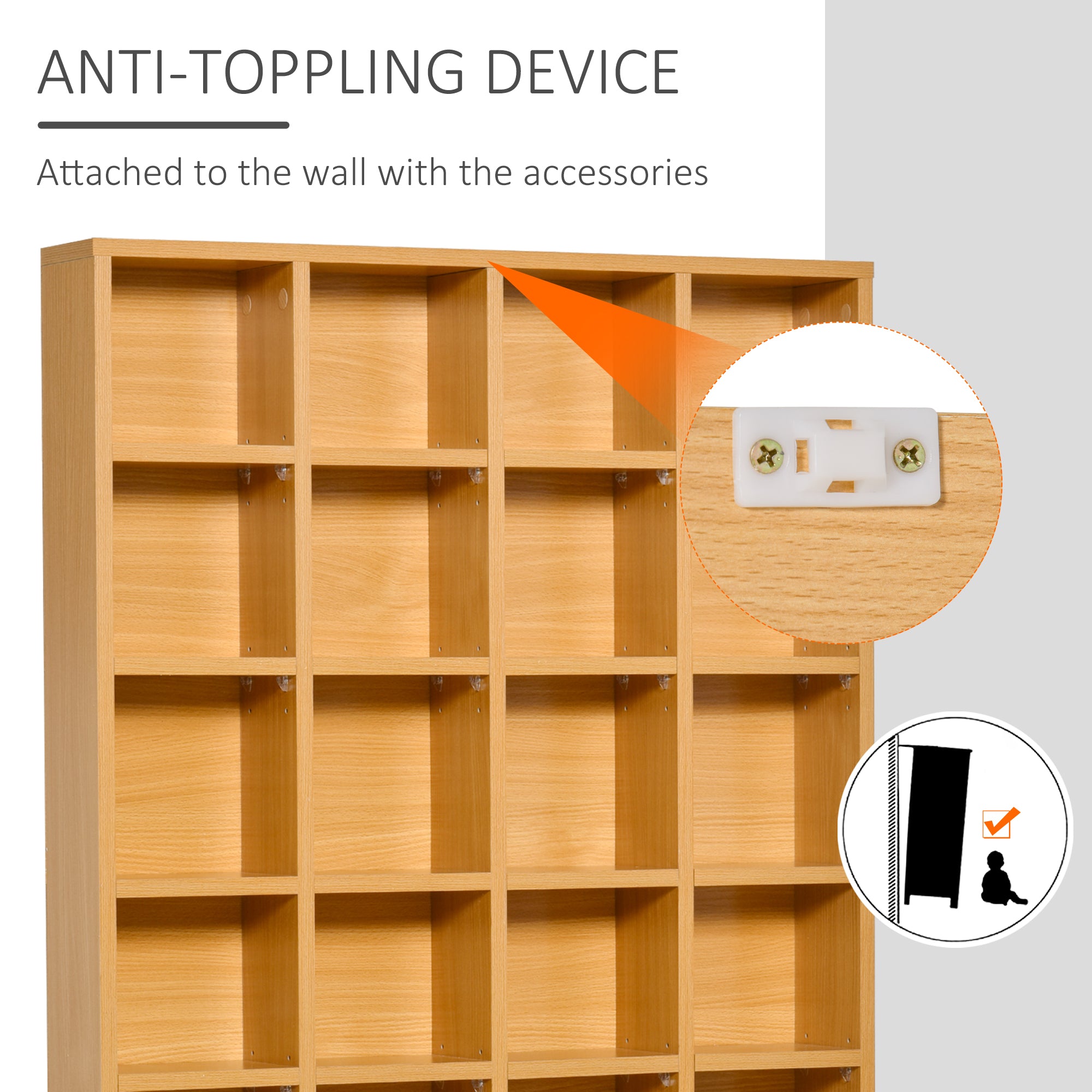 HOMCOM CD Storage Unit with Adjustable Shelves, 89 x 130.5 cm, Beech Wood Finish 