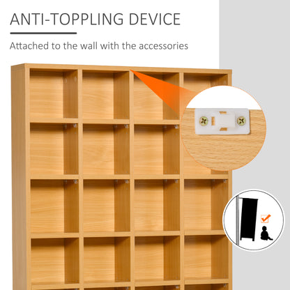 HOMCOM CD Storage Unit with Adjustable Shelves, 89 x 130.5 cm, Beech Wood Finish 