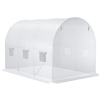 Outsunny 3 x 2 x 2m Greenhouse Replacement Cover ONLY Winter Garden Plant PE Cover for Tunnel Walk-in Greenhouse with Roll-up Windows Door Outdoor, White 