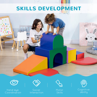 HOMCOM Seven-Piece Kids Soft Playset, for Toddlers - Multicoloured 