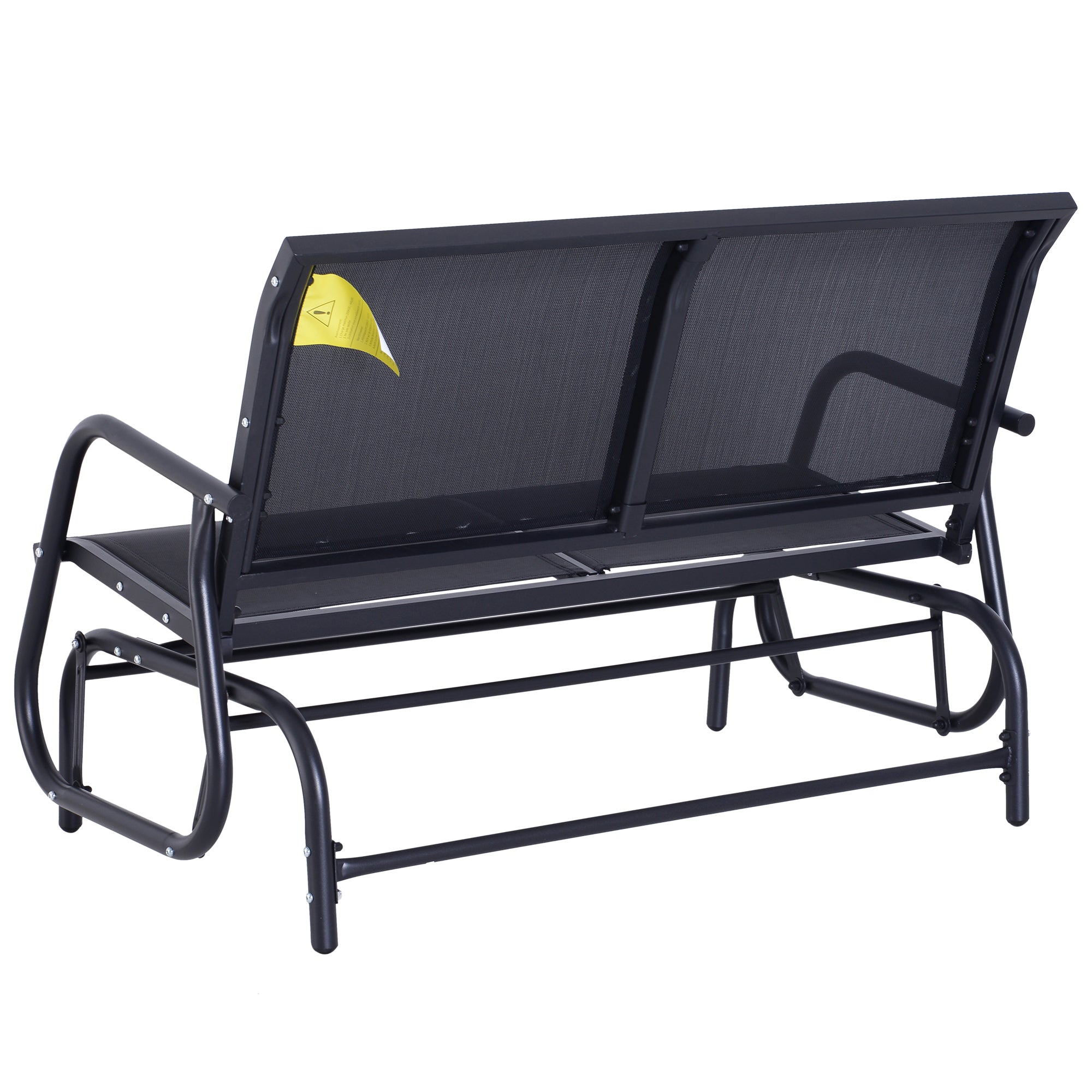 Outsunny 2-Person Outdoor Glider Bench Patio Double Swing Gliding Chair Loveseat w/Power Coated Steel Frame for Garden Patio Porch, Black 