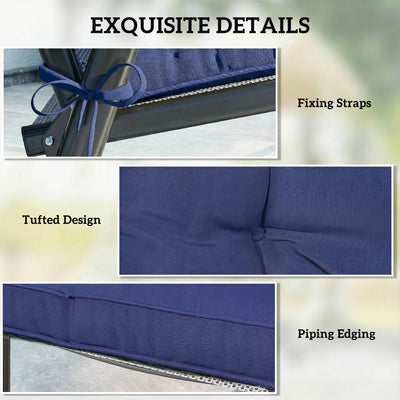 Outsunny Garden Seat Cushion with Ties, 42 x 42cm Replacement Dining Chair Seat Pad, Dark Blue 