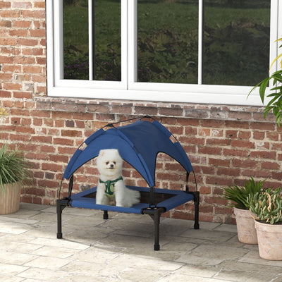 PawHut Cooling Raised Pet Bed w/ Washable Breathable Mesh, for Small Medium Dogs, 76 x 61 x 69.5cm - Dark Blue 