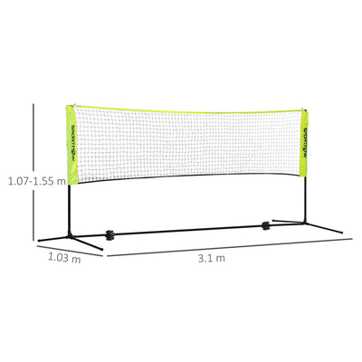 SPORTNOW 3m Badminton Net, Height Adjustable Outdoor Sports Net, with Carry Bag, for Tennis, Pickleball, Volleyball 