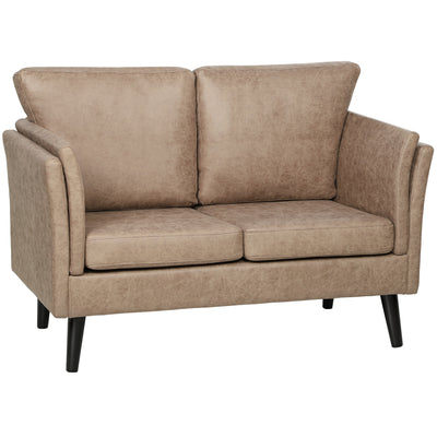 HOMCOM Two-Seater Leathaire Sofa - Light Brown 