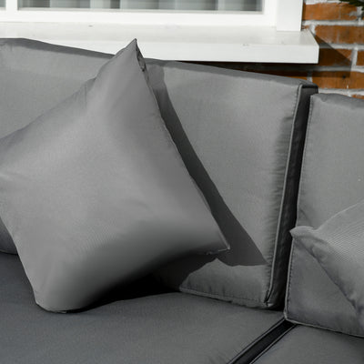 Outsunny 8 Pieces PE Rattan Corner Sofa Set, Outdoor Garden Furniture Set, Patio Wicker Sofa Seater w/ Cushion, Washable Cushion Cover & Tempered Glass Table, Grey 