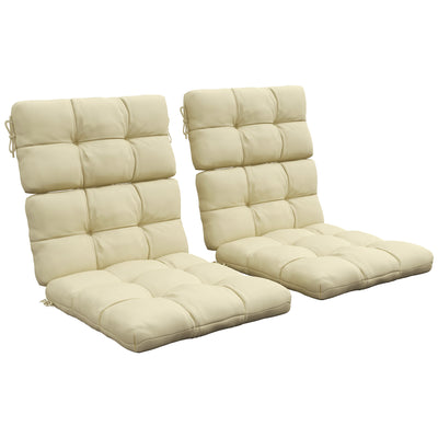 Outsunny 2-Piece Seat Cushion Replacement with Backrest, Garden Patio Chair Cushions Set with Ties, Beige 