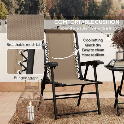 Outsunny Three-Piece Garden Table and Chair Set - Khaki 