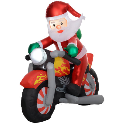 Outsunny 5.6ft Inflatable Santa Claus Motorcycle Decoration 