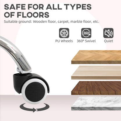 HOMCOM Velvet-Feel Tub Office Chair, with Seat Cushion - Dark Pink