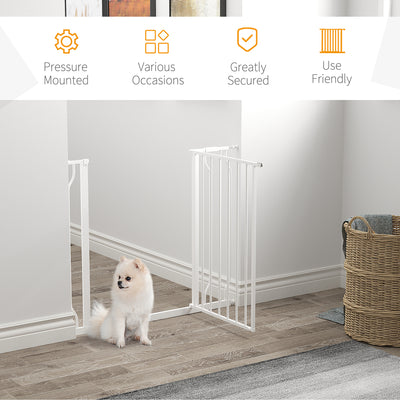 PawHut Wide Dog Safety Gate, with Door Pressure, for Doorways, Hallways, Staircases - White 