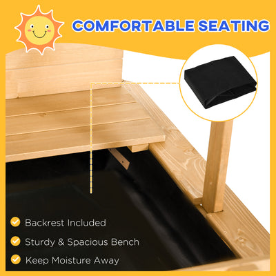 Outsunny Wooden Sandpit with Adjustable Canopy Light Brown 