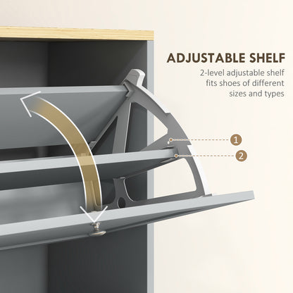 HOMCOM Modern Compact Three-Drawer Shoe Storage Cabinet - Grey